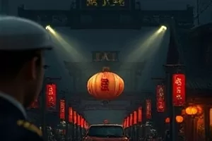 首页主推横版主视觉：紫色幕布下的播放控制条与片名光斑，中央悬浮播放按钮